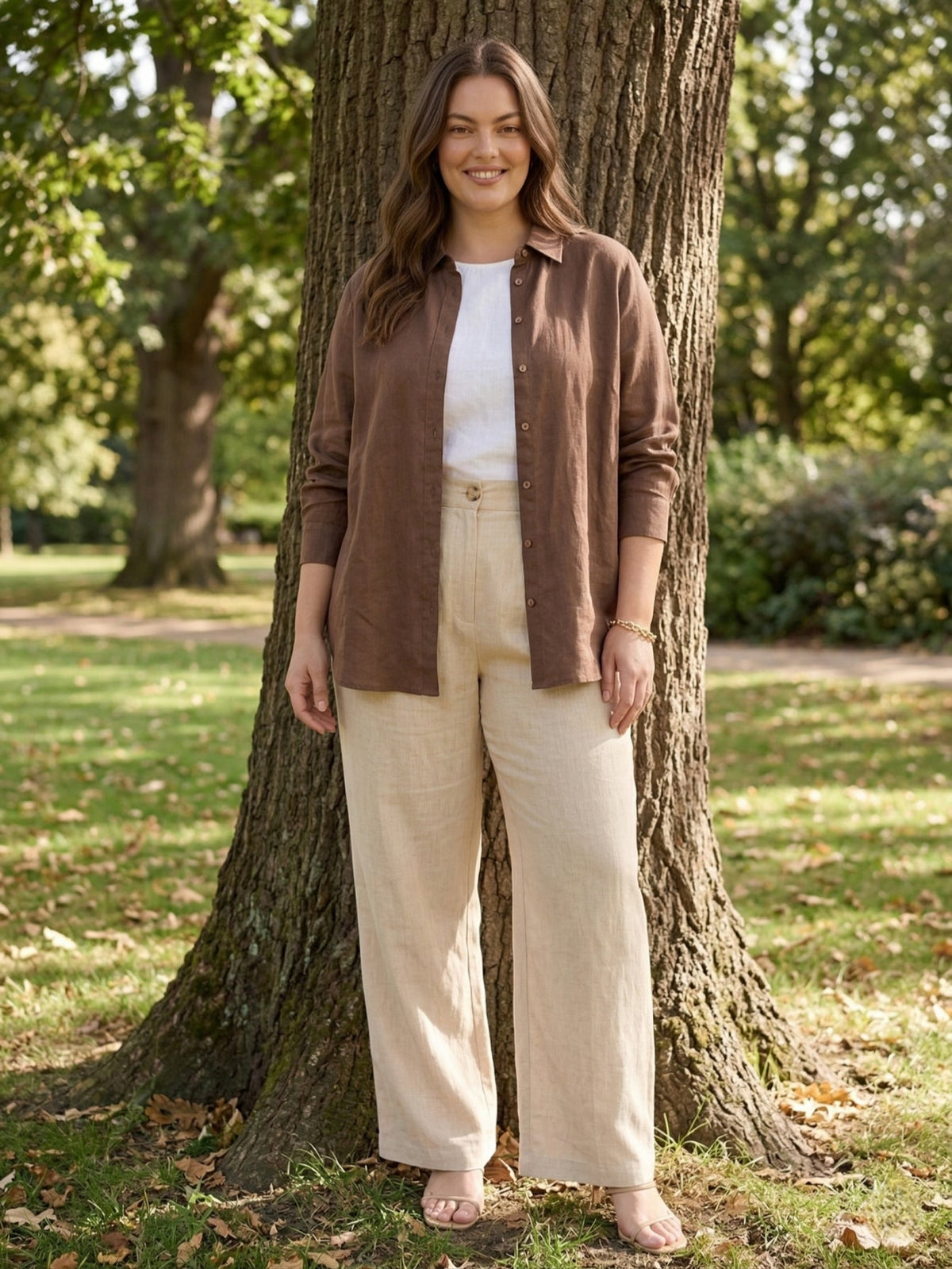 Larui Plus Size Women's Linen Pocket Full Length Pants