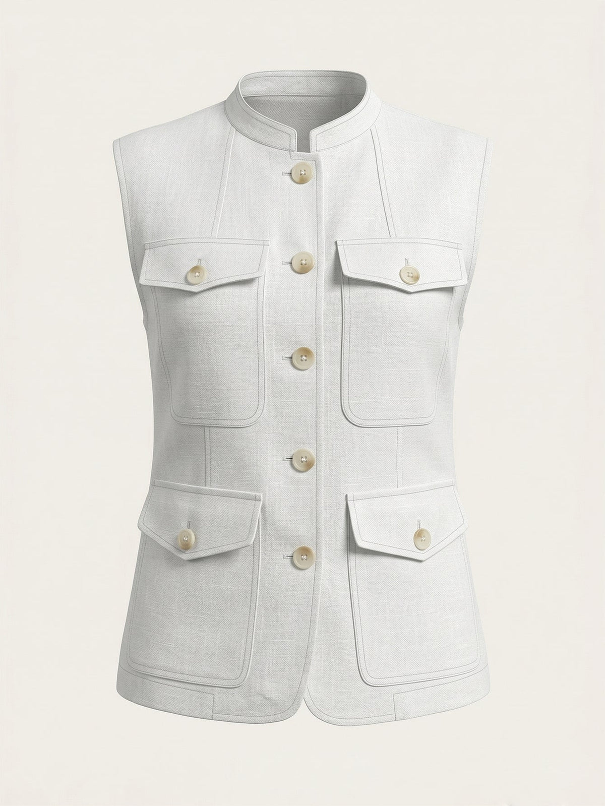 Larui Plus Size Women's Pocket Linen Vest
