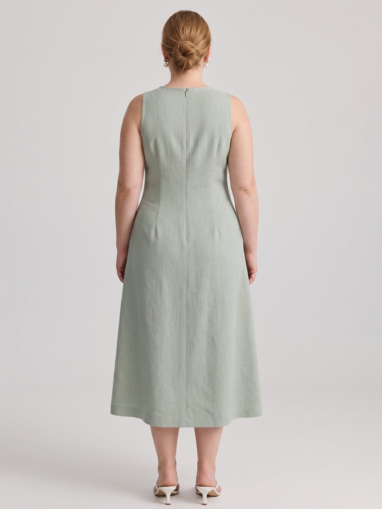 Larui Plus Size Elegant Button-Down Linen Dress