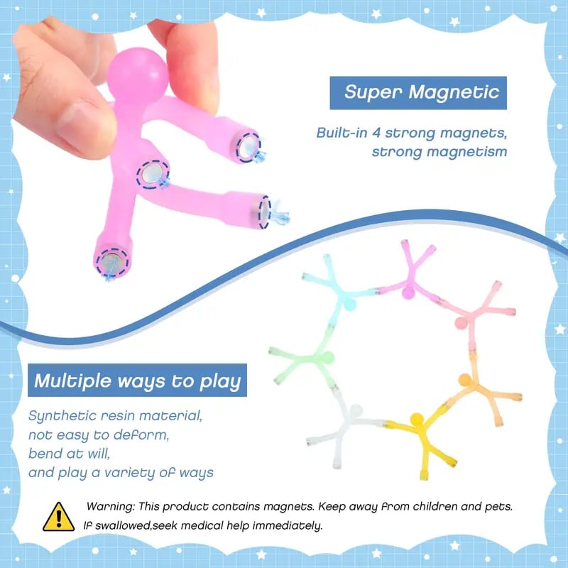 Magnetic Fidget Toys Bright Solid Colors BPA-Free Sensory Building Fridge Kids Toys, Anxiety Fidgets, Relaxation, Mini Gifts, Sensory Products, Birthday Party Favors