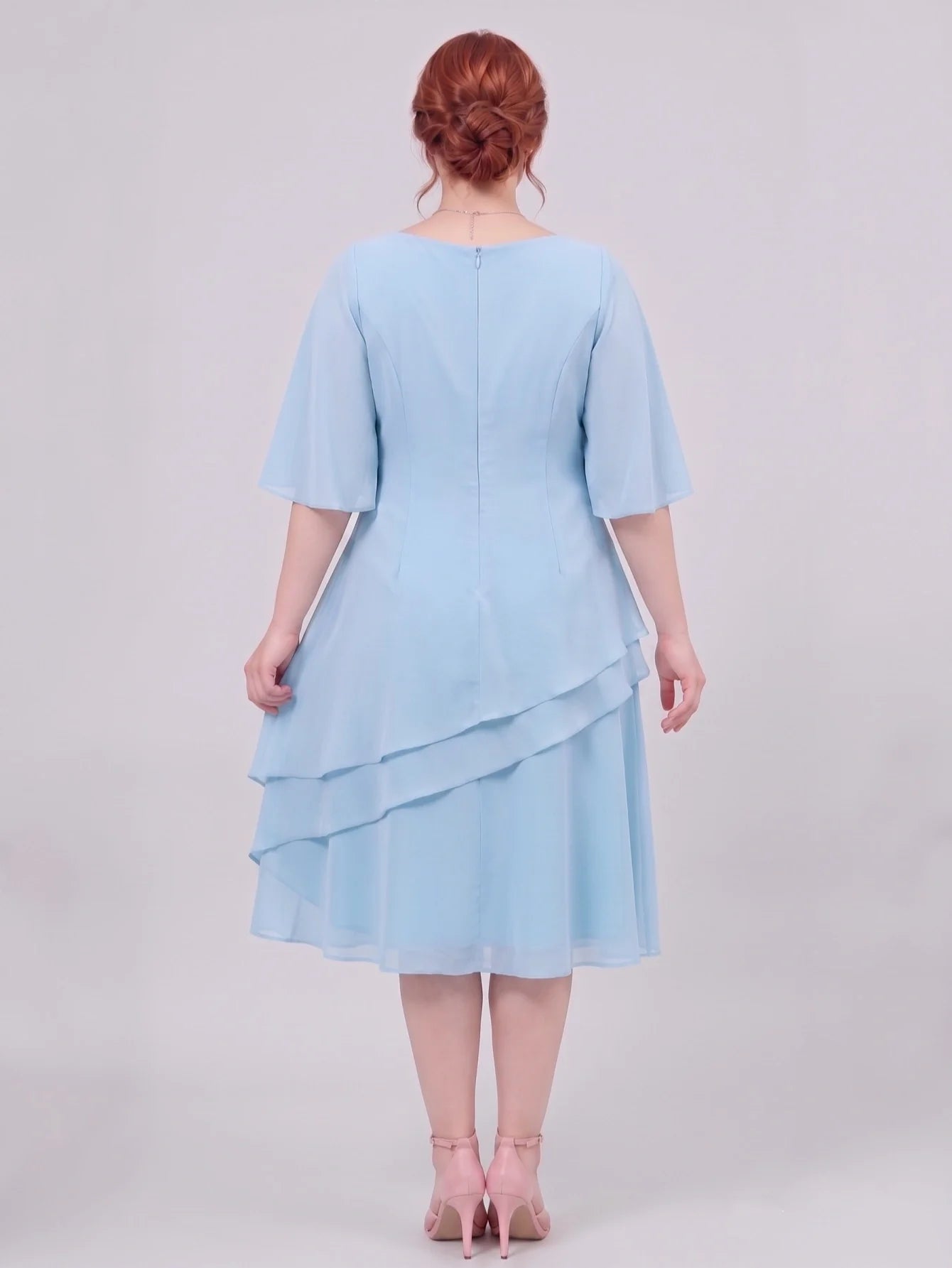 Larui Plus Size Women's Irregular Hem Chiffon Dress