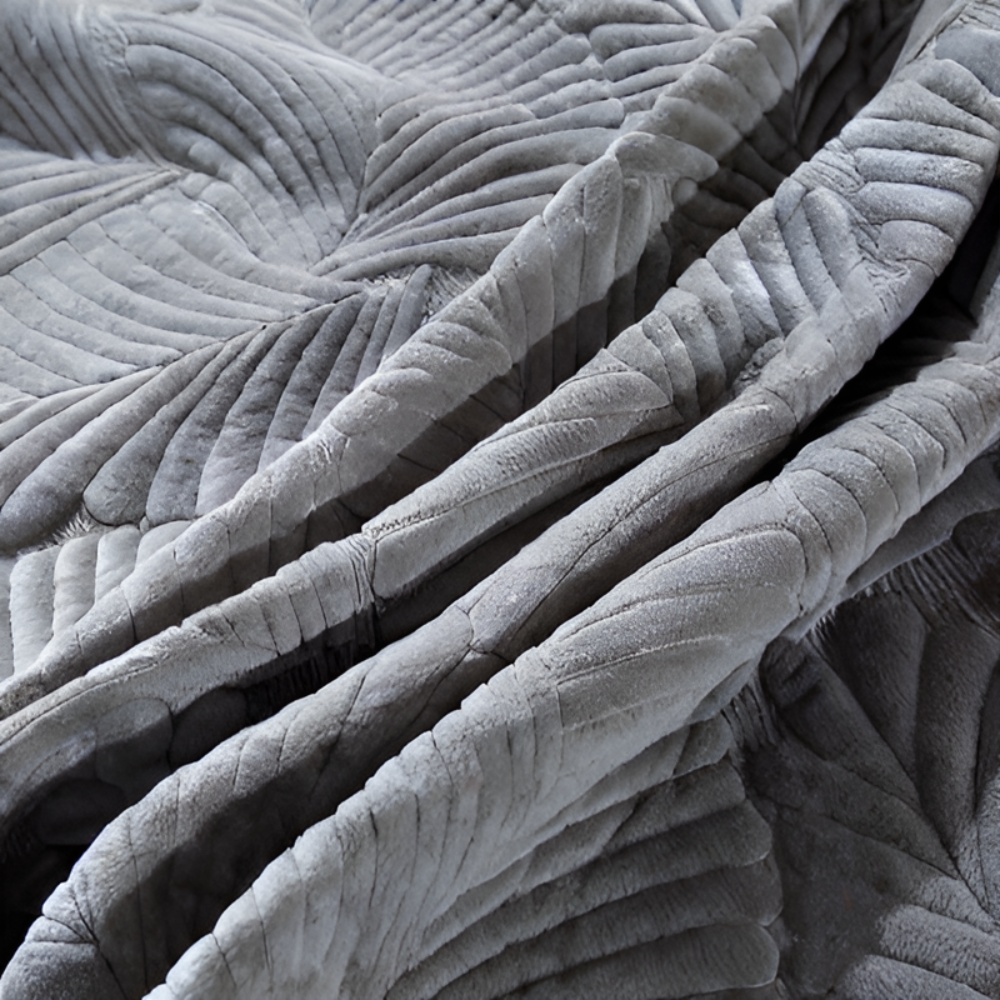 Slate Boho Leaf Quilted Fleece Bedspread Set