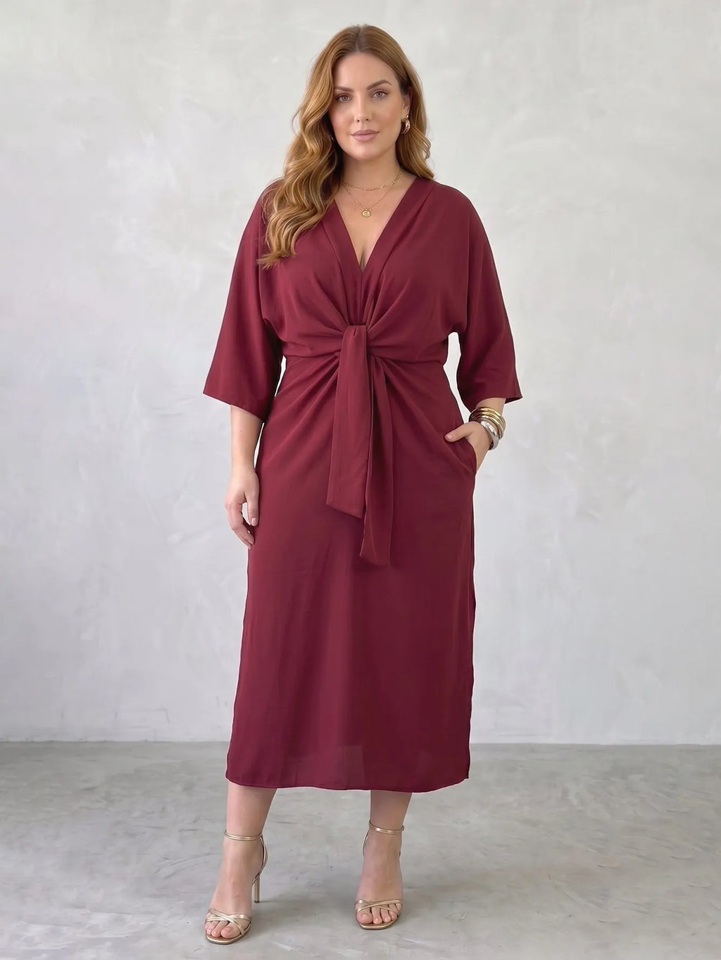 Larui Plus Size Women's Linen Pocket Dress