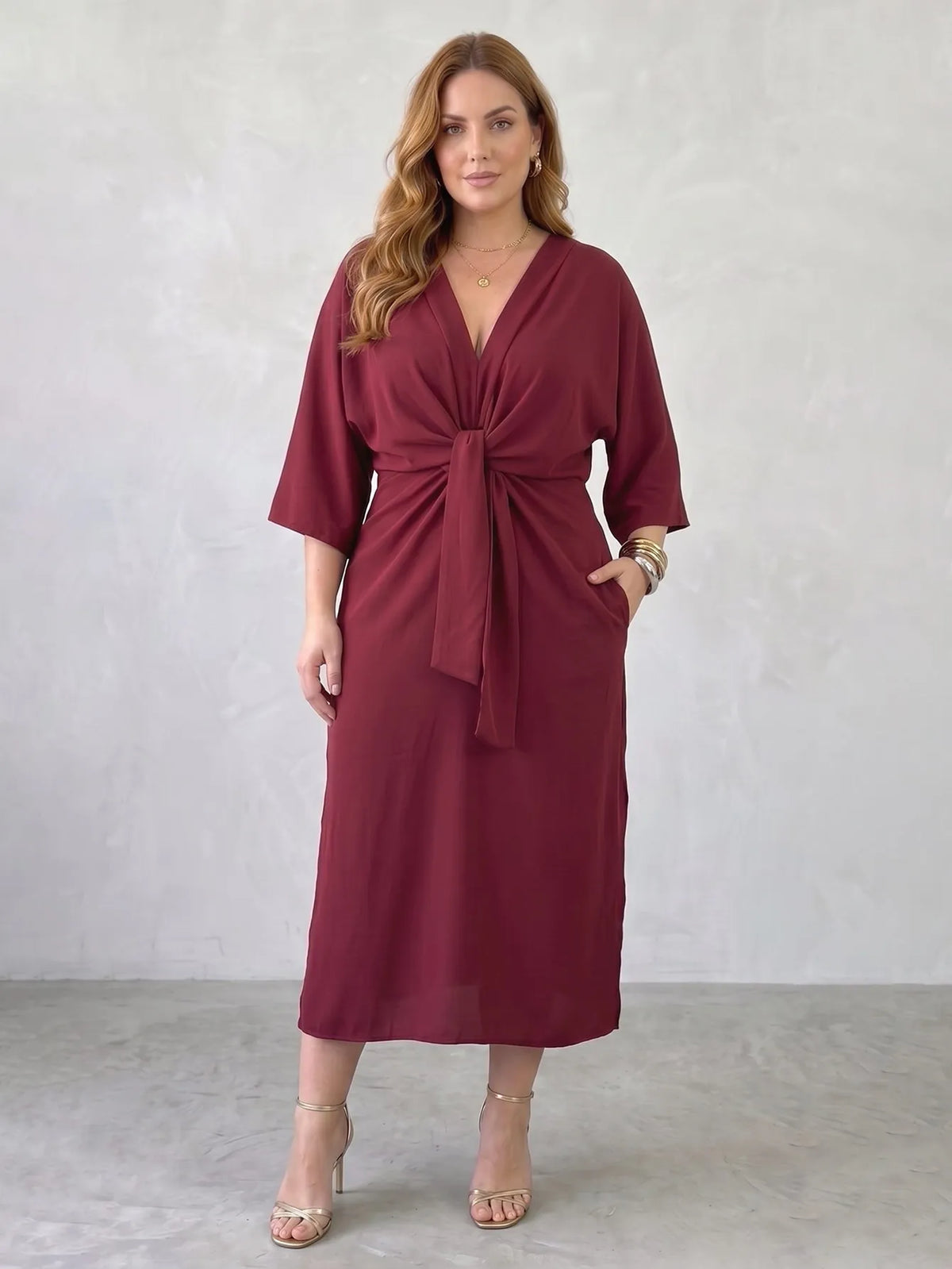 Larui Plus Size Women's Linen Pocket Dress