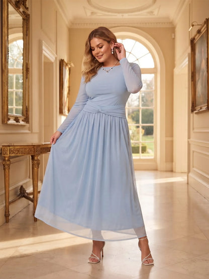 Larui Plus Size Mesh Elegant Long Sleeves Dress