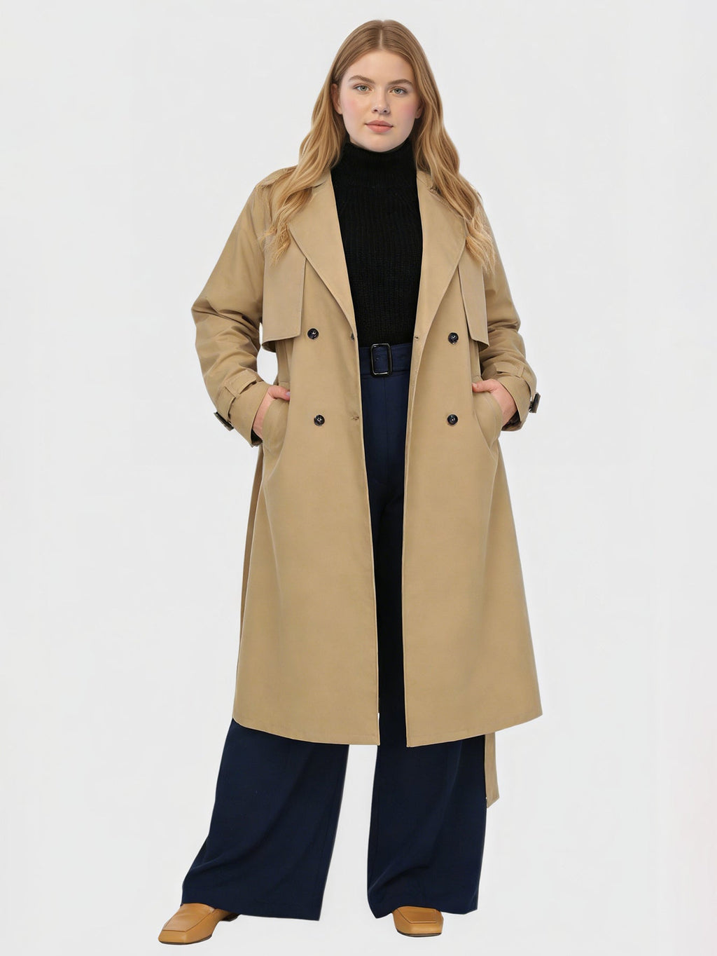 Larui Plus Size Women's Trench Coat