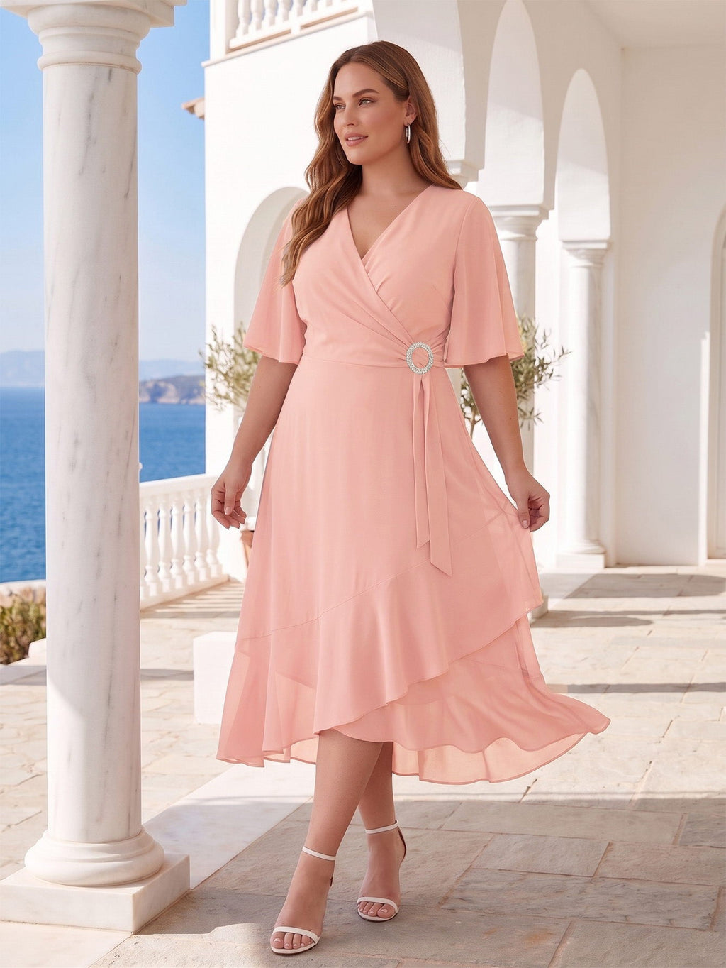 Larui Plus Size Women‘s Chiffon Dress
