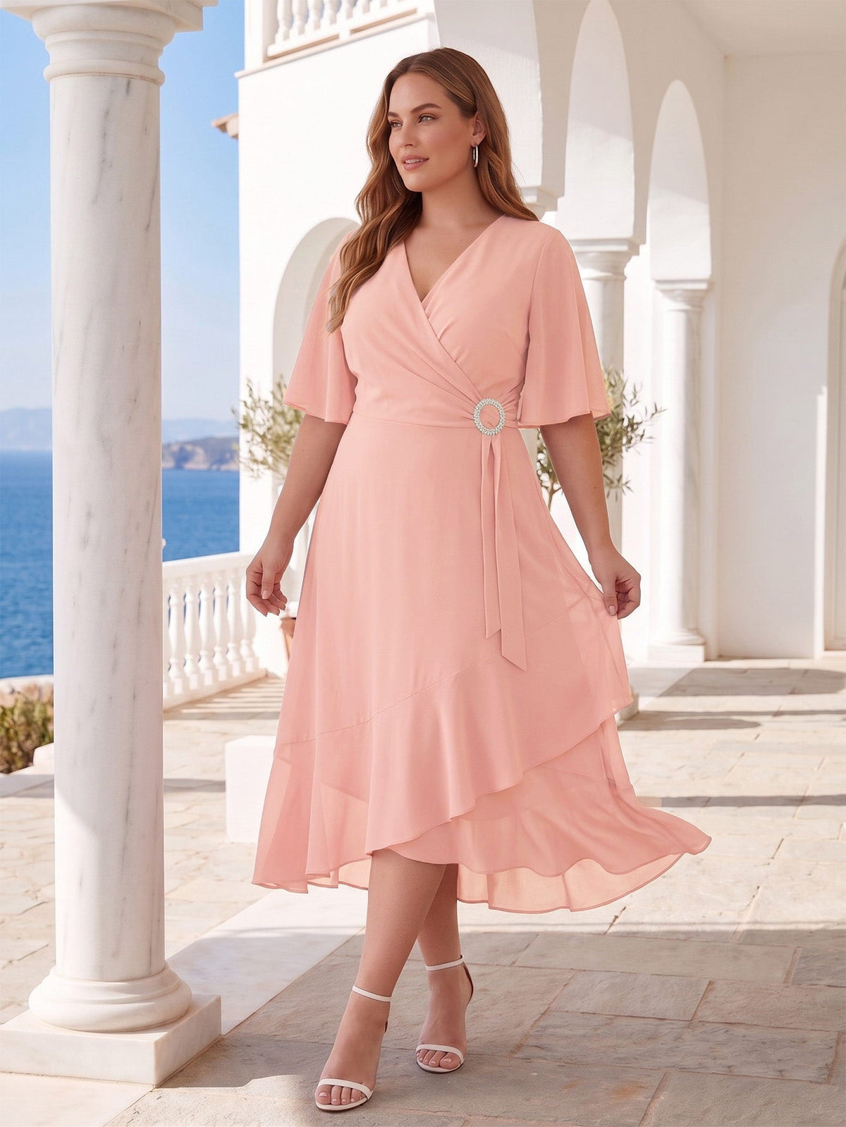 Larui Plus Size Women‘s Chiffon Dress