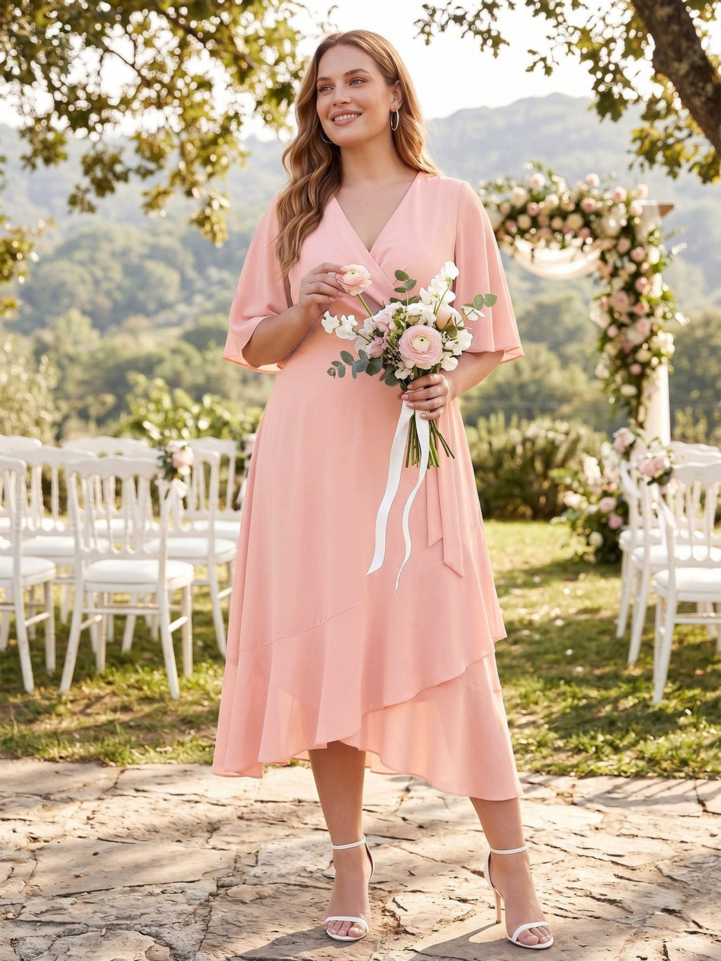 Larui Plus Size Women‘s Chiffon Dress