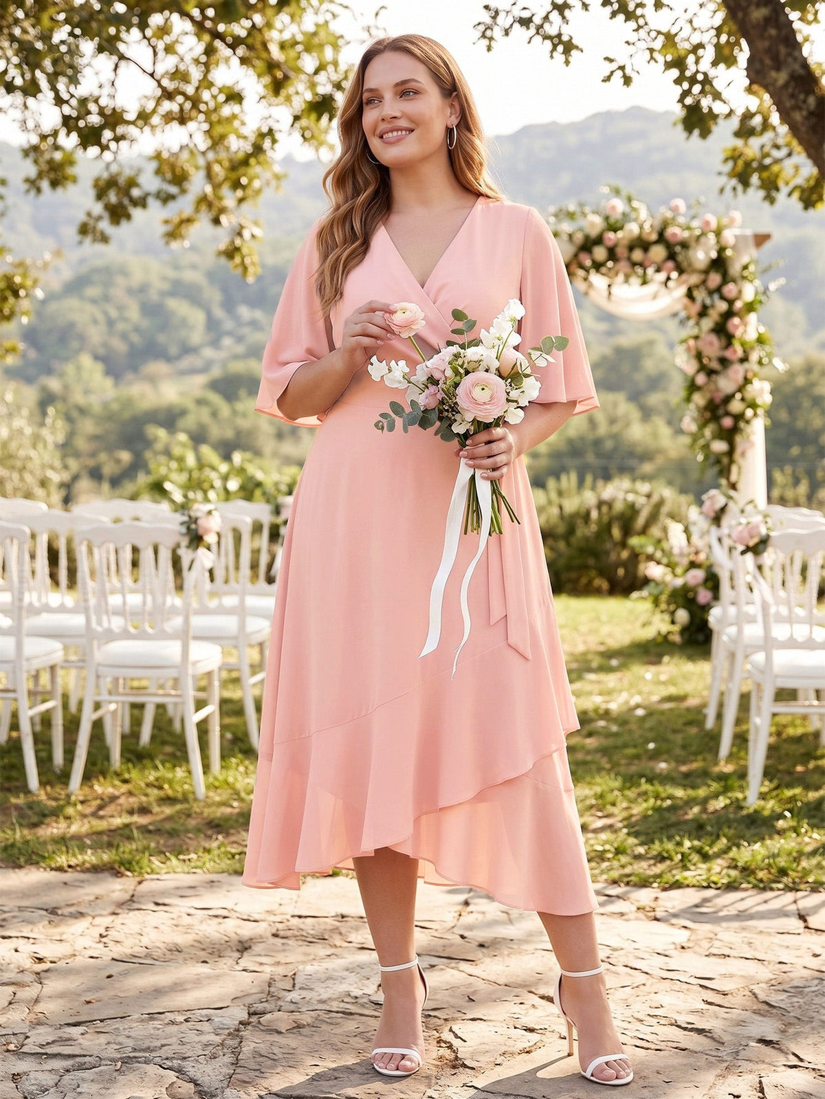Larui Plus Size Women‘s Chiffon Dress
