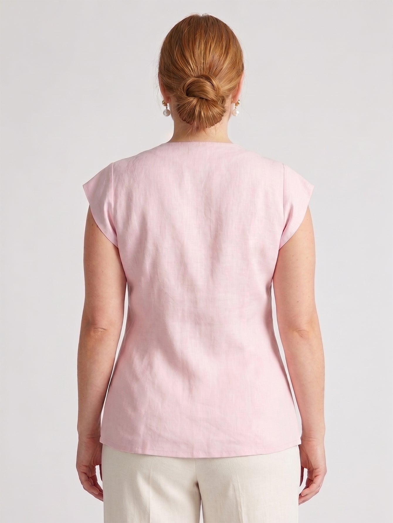 Larui Plus Size Women's Linen Tie-Up Top