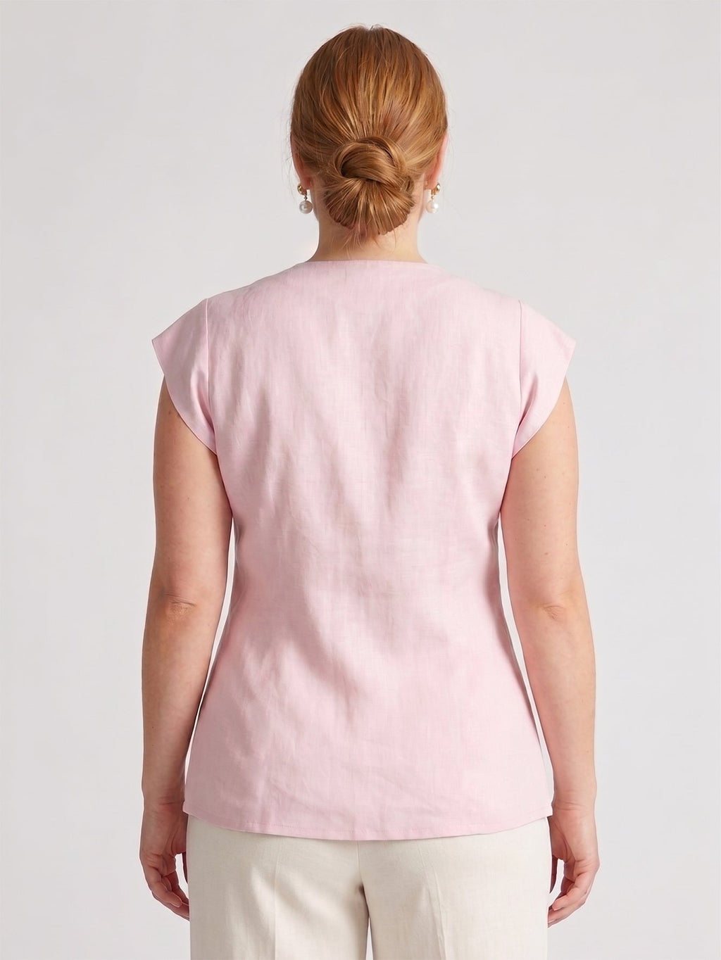 Larui Plus Size Women's Linen Tie-Up Top