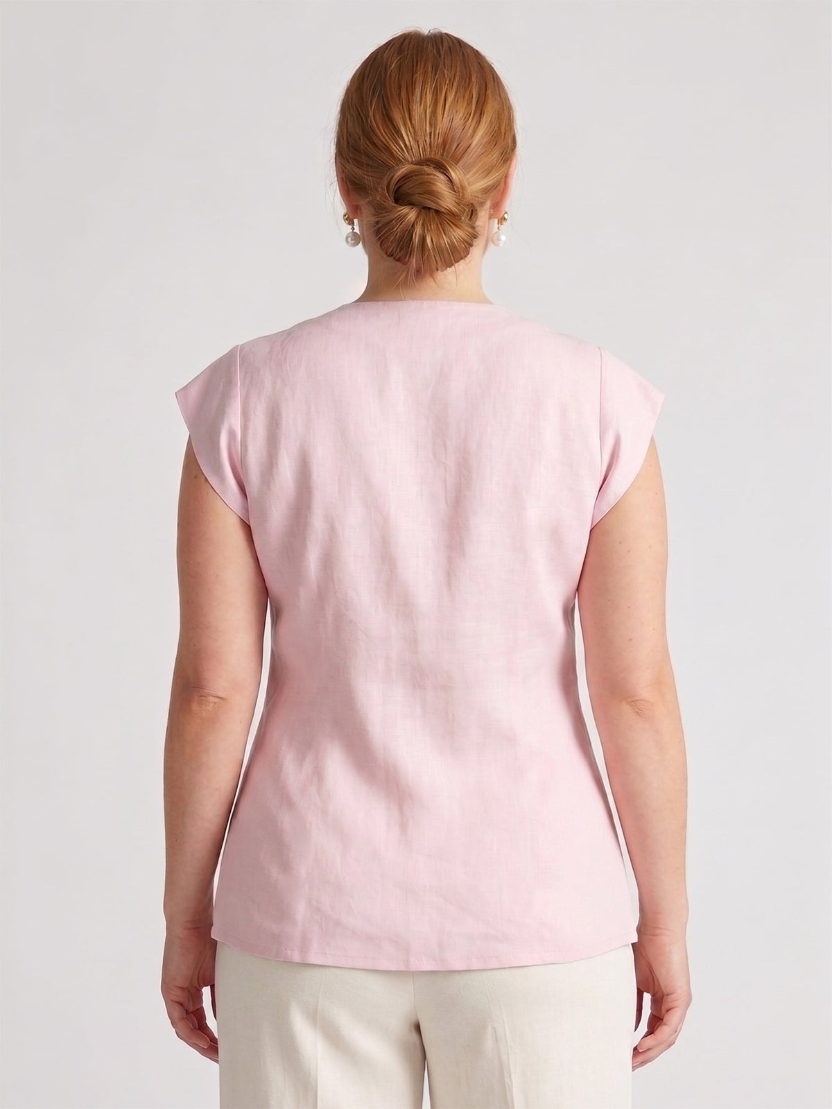 Larui Plus Size Women's Linen Tie-Up Top