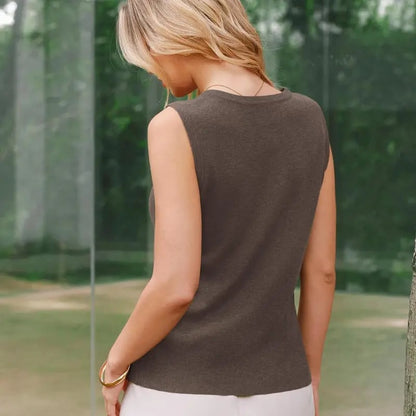 Women's SummerVibes Wool Blend Tank Top Button Down Non See Through Casual Business Outfit 2026