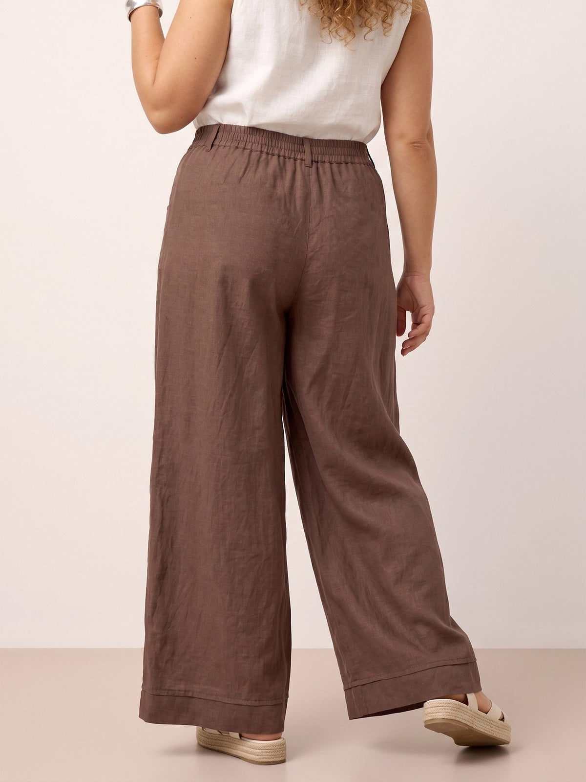 Larui Plus Size Women's Linen Pocket Full Length Pants