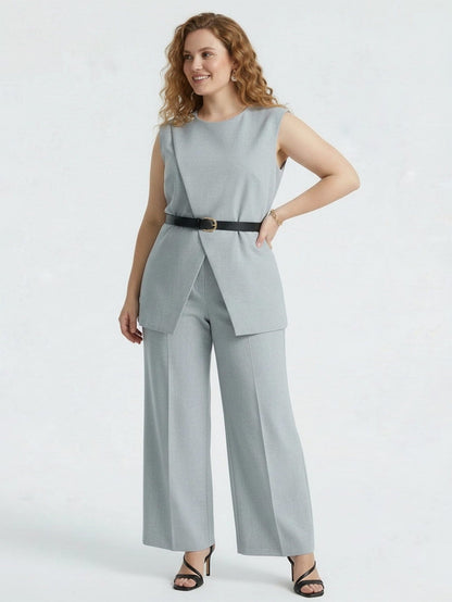 Larui Plus Size Women's Top Coat Pants Two Piece Outfits