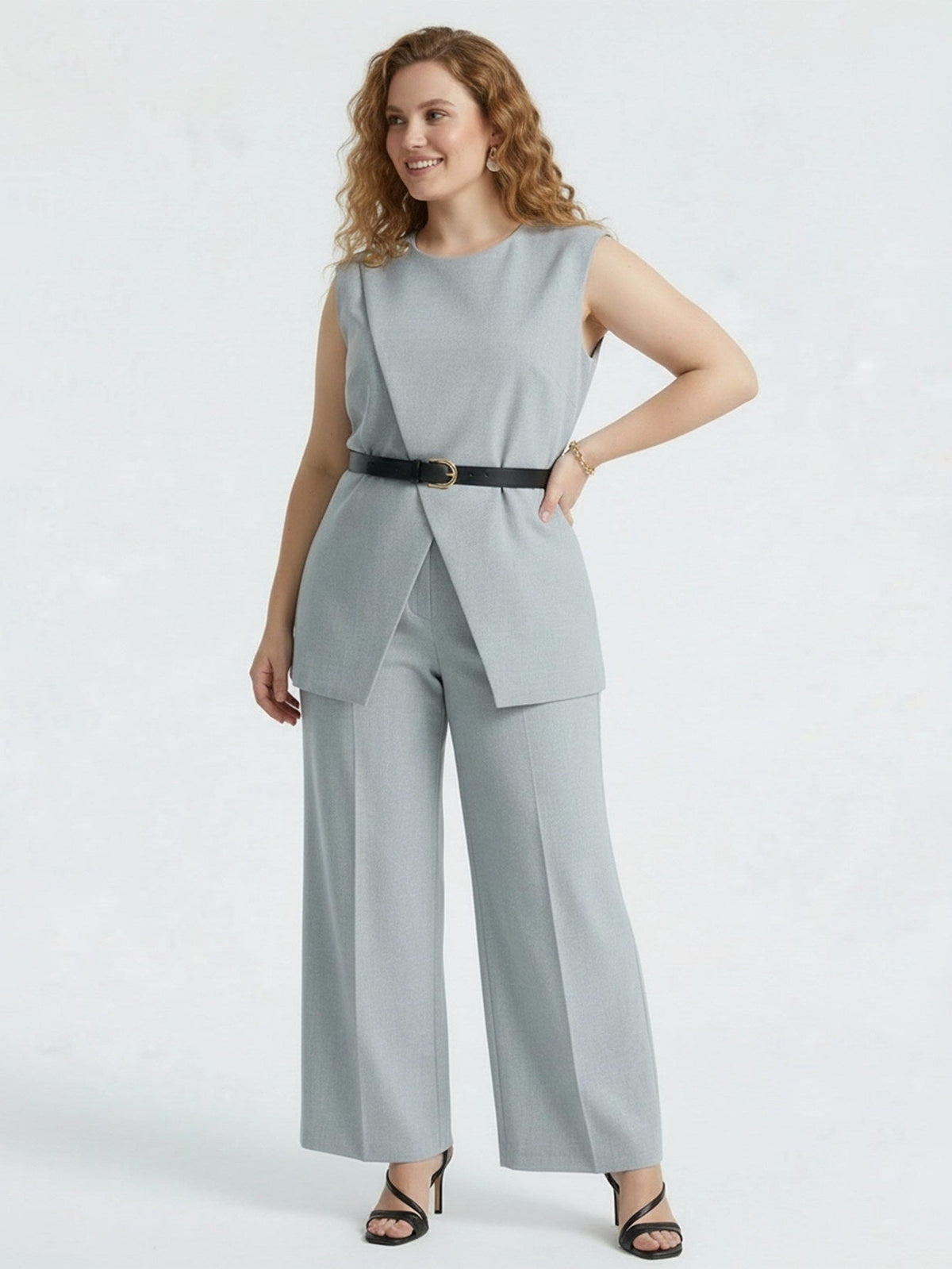 Larui Plus Size Women's Top Coat Pants Two Piece Outfits