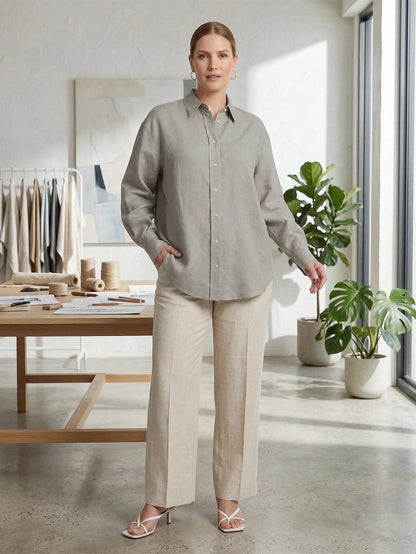 Larui Plus Size Women’s Linen Shirt