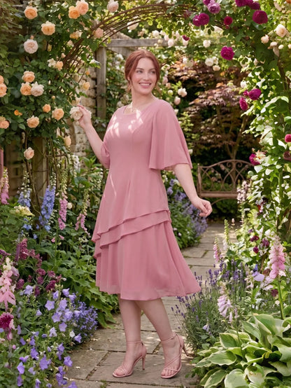 Larui Plus Size Women's Irregular Hem Chiffon Dress