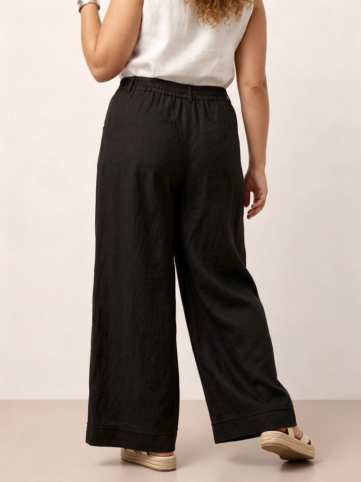 Larui Plus Size Women's Linen Pocket Full Length Pants
