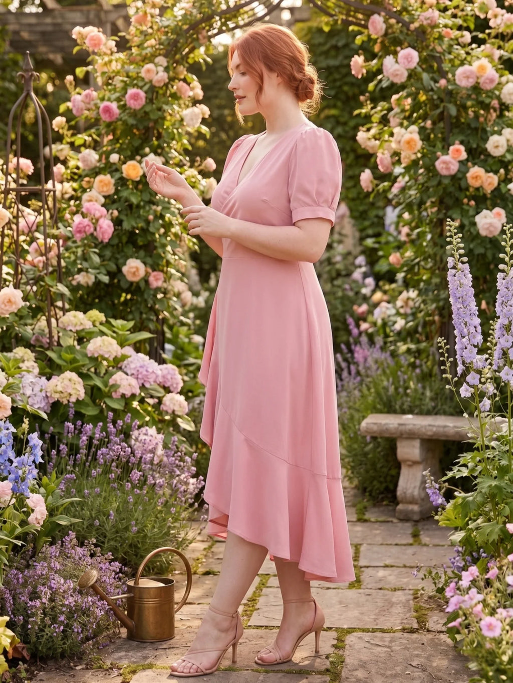 Larui Plus-Size Women's French Romantic One-Piece Wrap Dress
