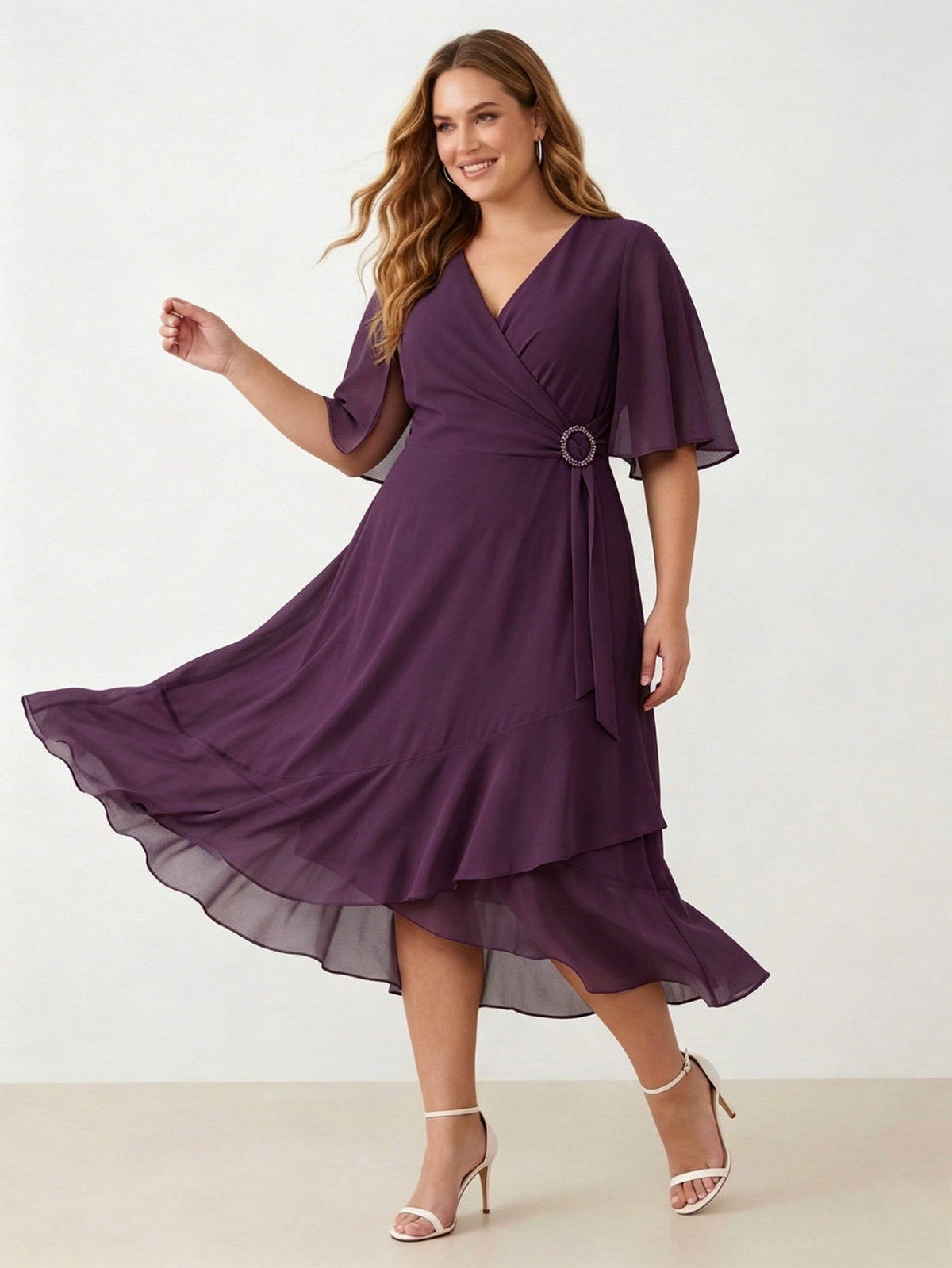 Larui Plus Size Women‘s Chiffon Dress