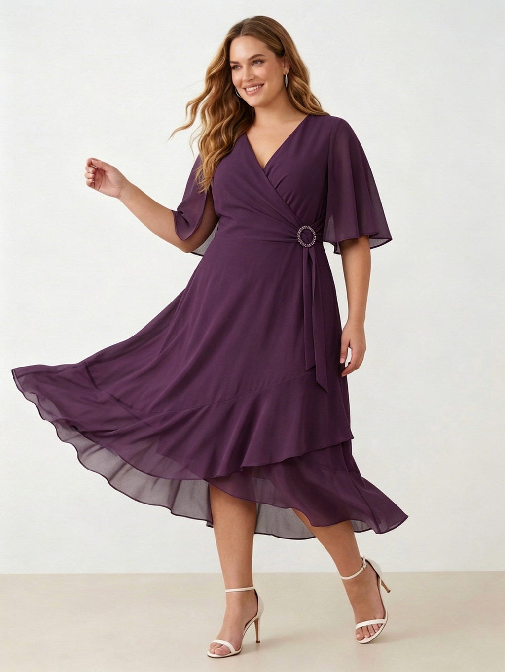 Larui Plus Size Women‘s Chiffon Dress