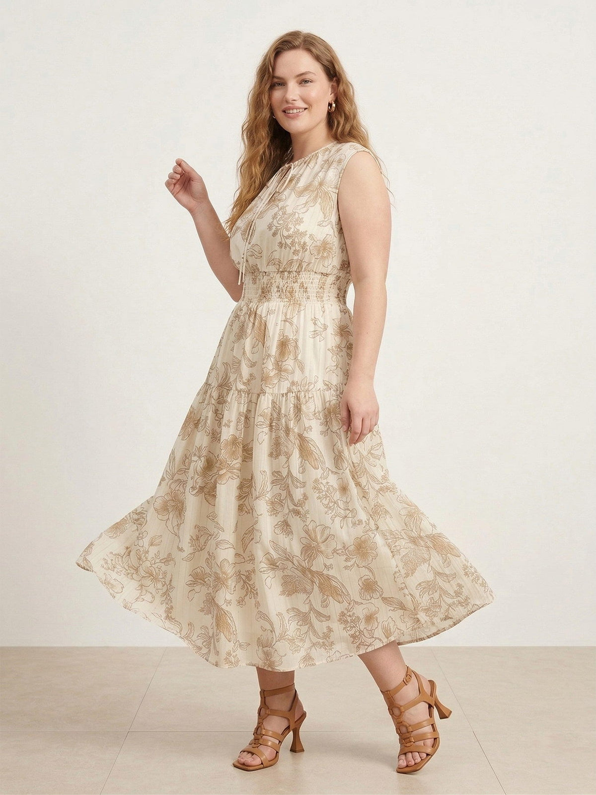 Larui Plus Size Women‘s Chiffon Ruffle A-line Dress