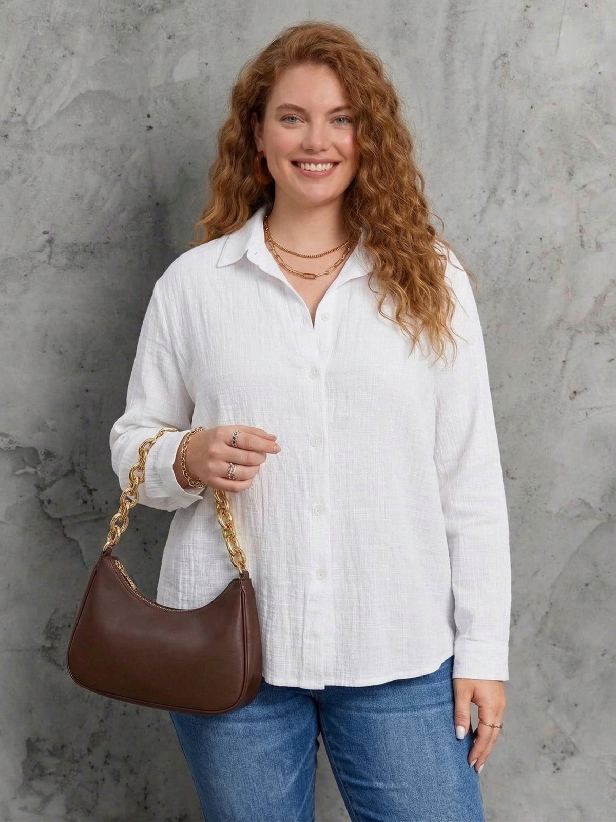 Larui Plus Size Women's Linen Long Sleeves Shirt