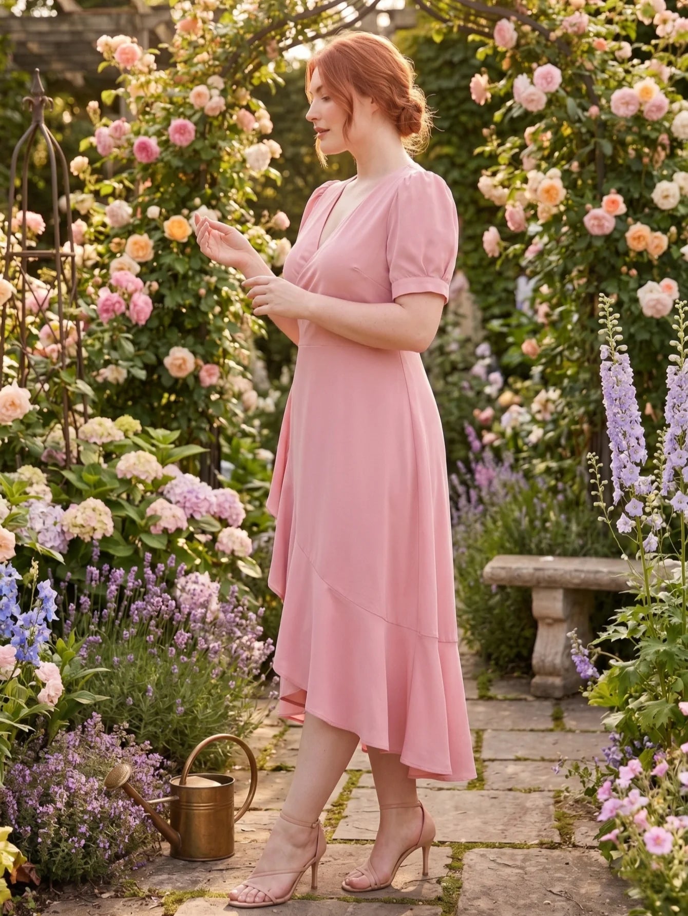 Larui Plus-Size Women's French Romantic One-Piece Wrap Dress
