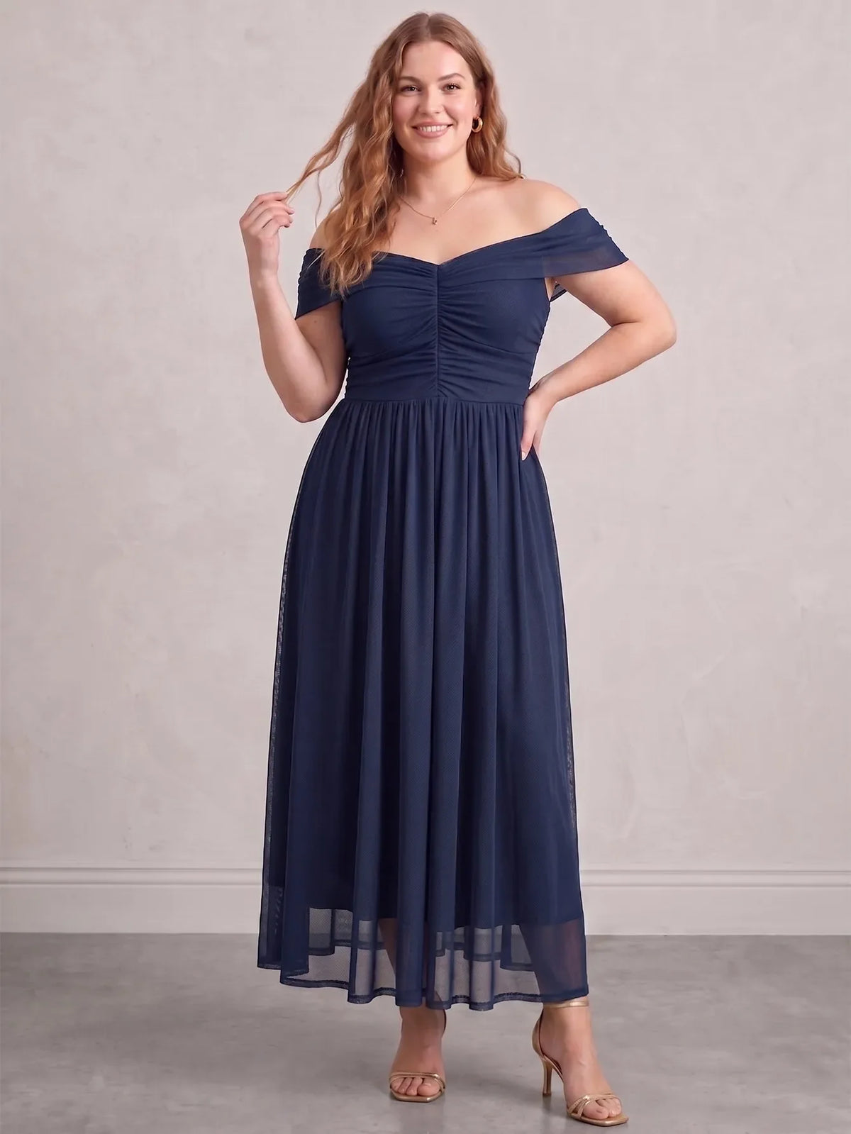 Larui Plus Size Off Shoulder A-Line Dress