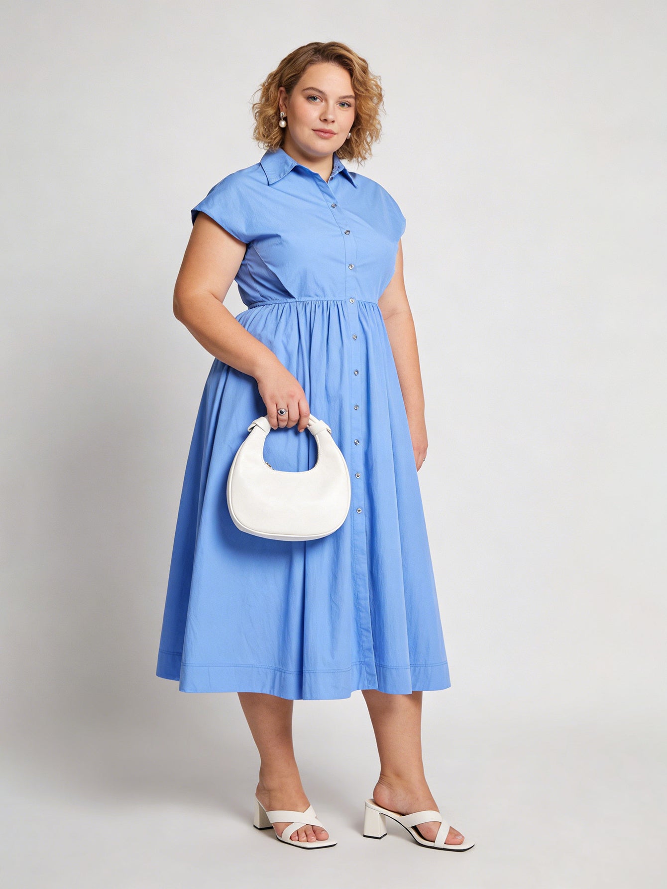 Larui Plus Size Women's Elegant Linen Pocket Dress