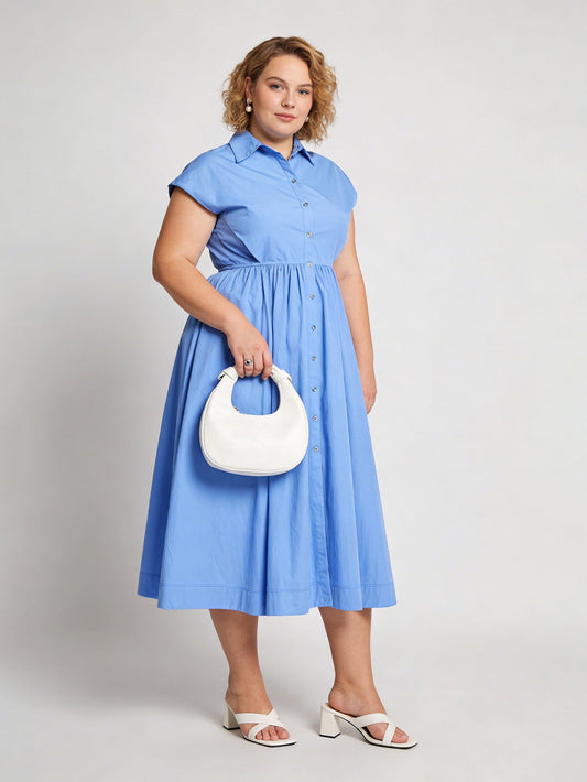 Larui Plus Size Women's Elegant Linen Pocket Dress