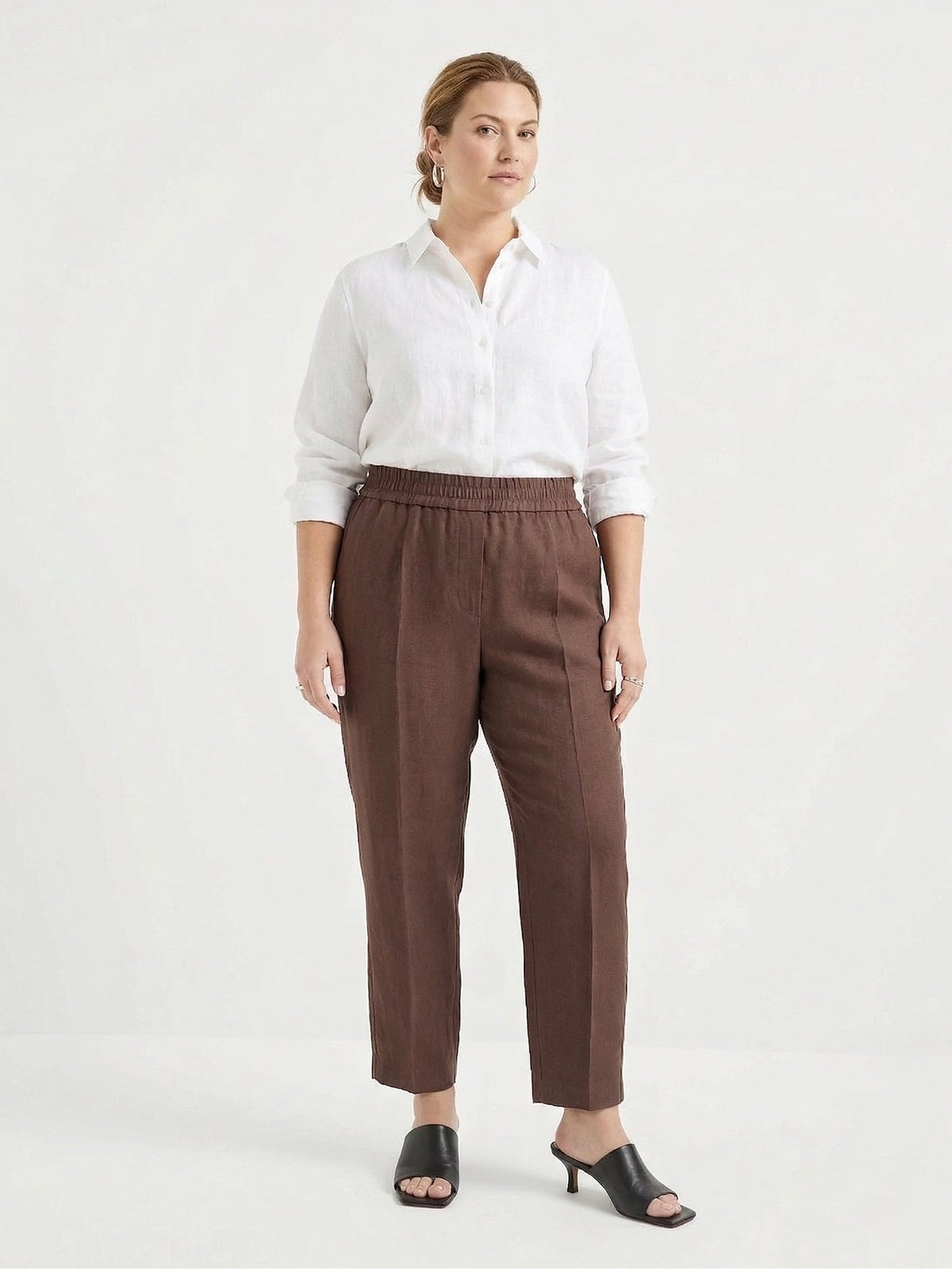 Larui Plus Size Women's Cropped Linen Trousers