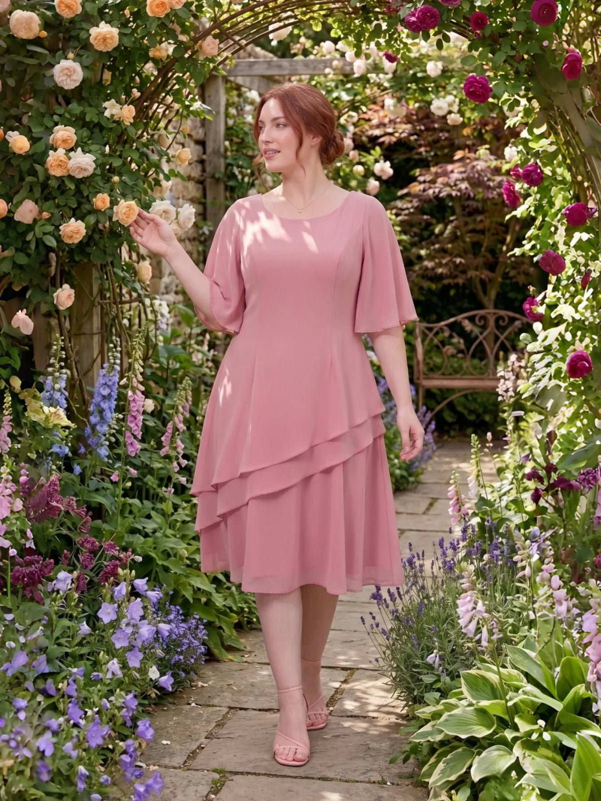 Larui Plus Size Women's Irregular Hem Chiffon Dress