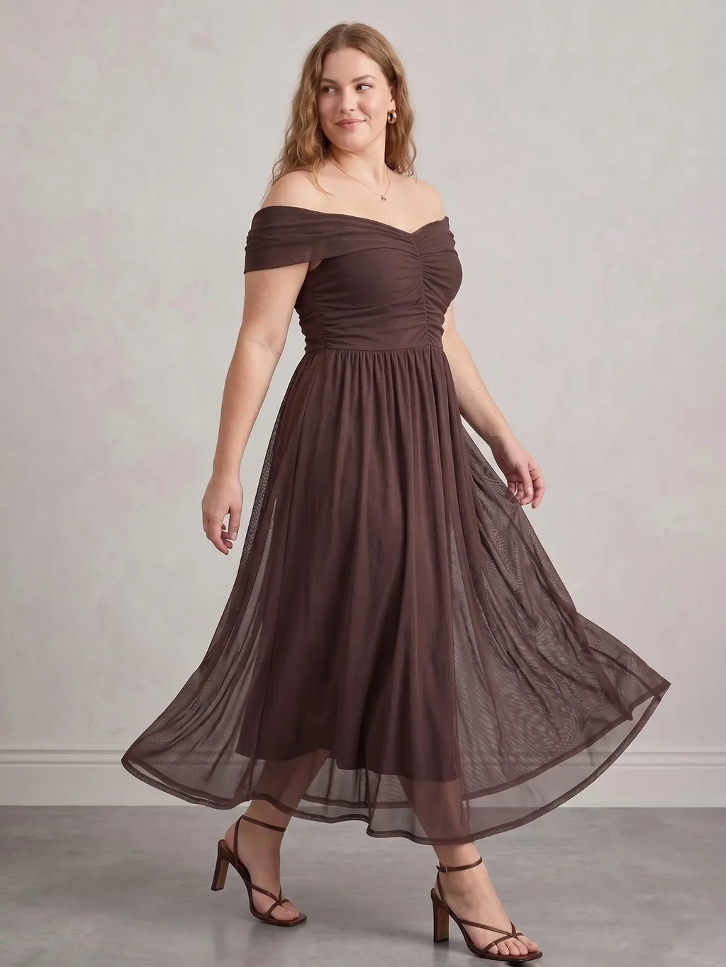 Larui Plus Size Off Shoulder A-Line Dress