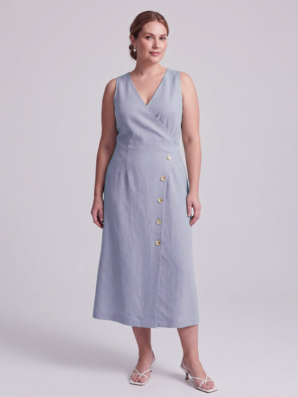 Larui Plus Size Elegant Button-Down Linen Dress