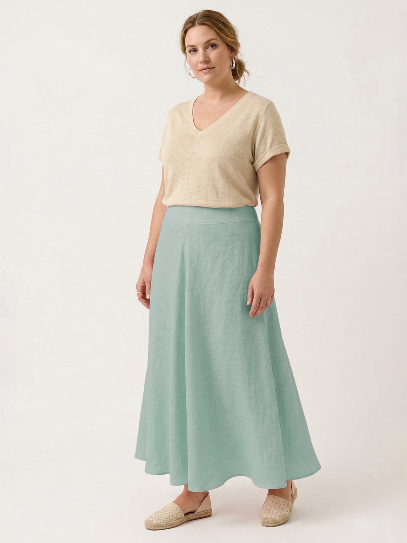 Larui Plus Size Linen A-line Skirt