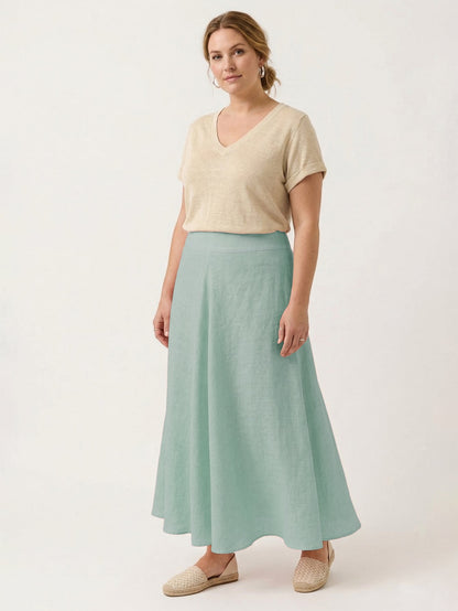 Larui Plus Size Linen A-line Skirt