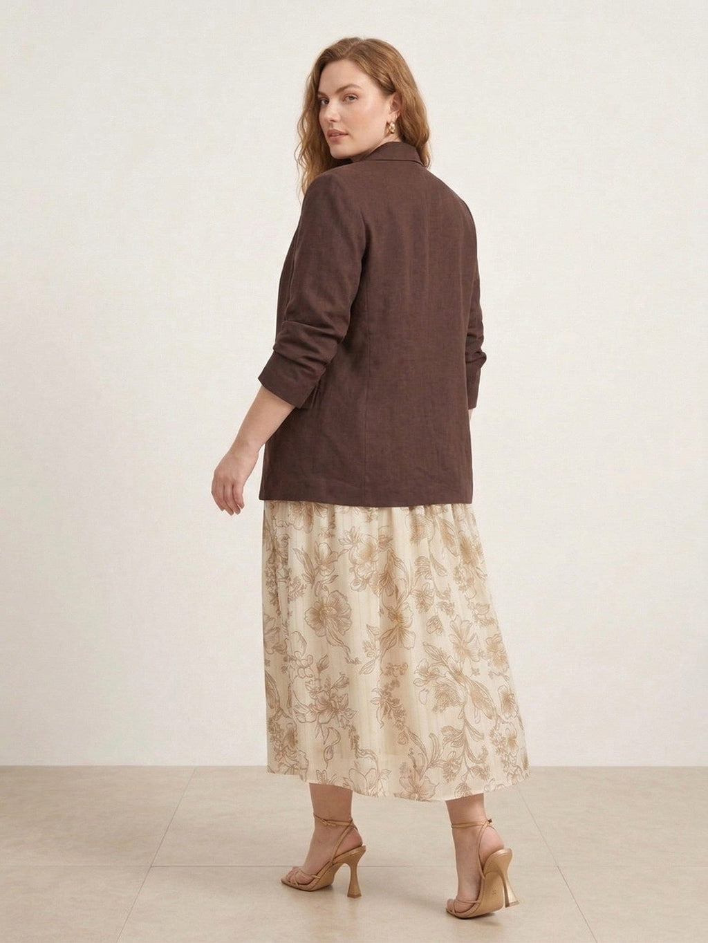Larui Plus Size Women's Linen Pocket Blazer