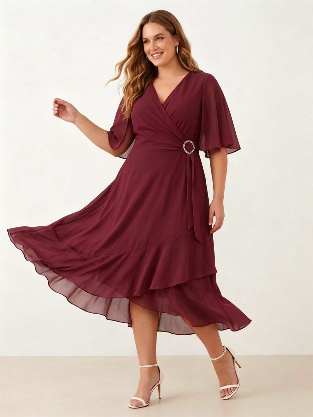 Larui Plus Size Women‘s Chiffon Dress