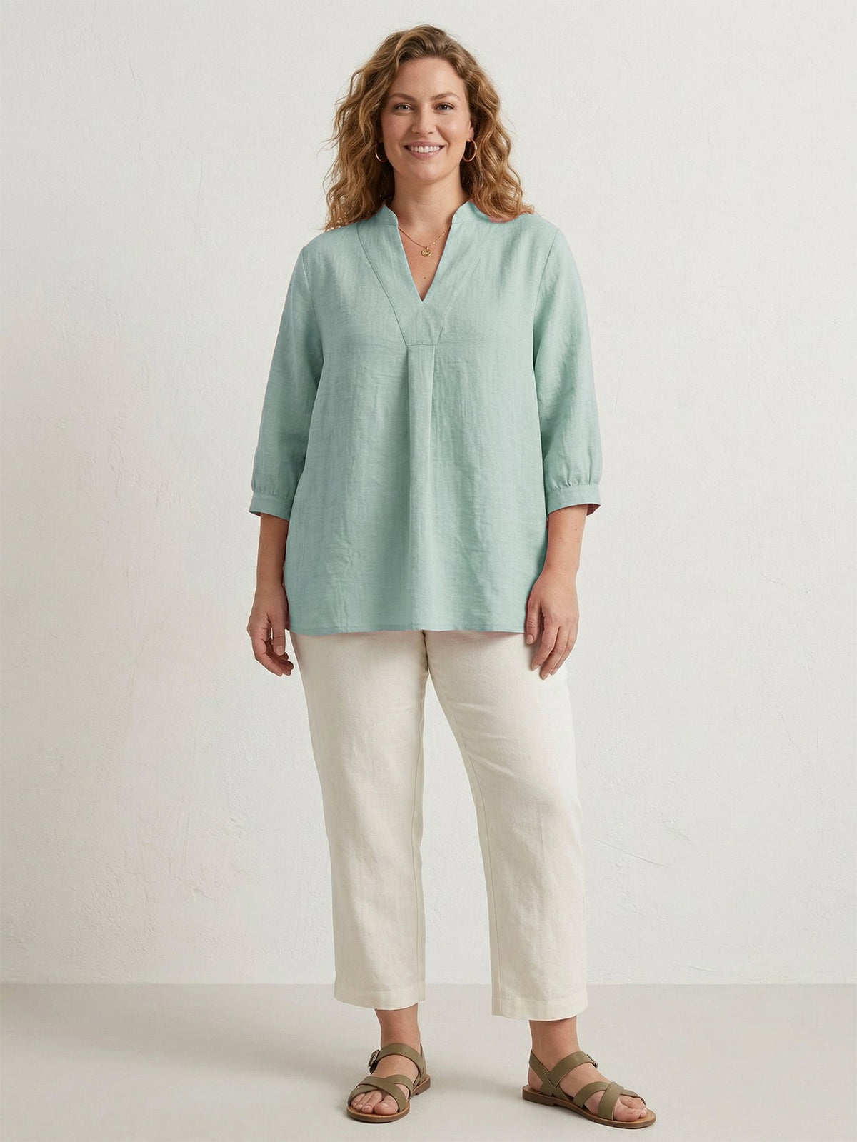 Larui Plus Size Women's Linen Shirt