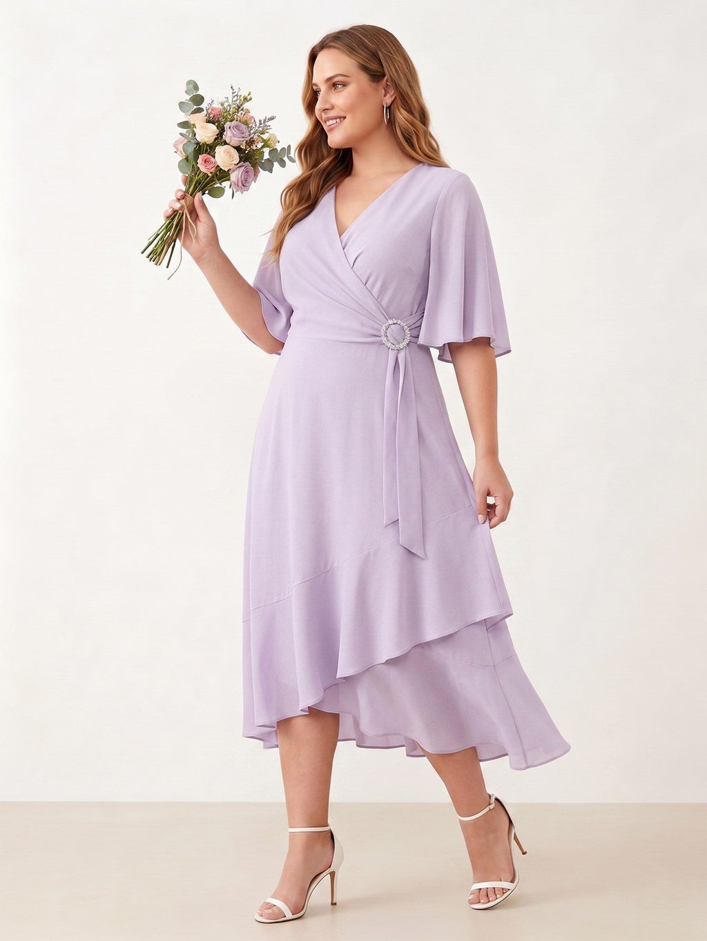 Larui Plus Size Women‘s Chiffon Dress