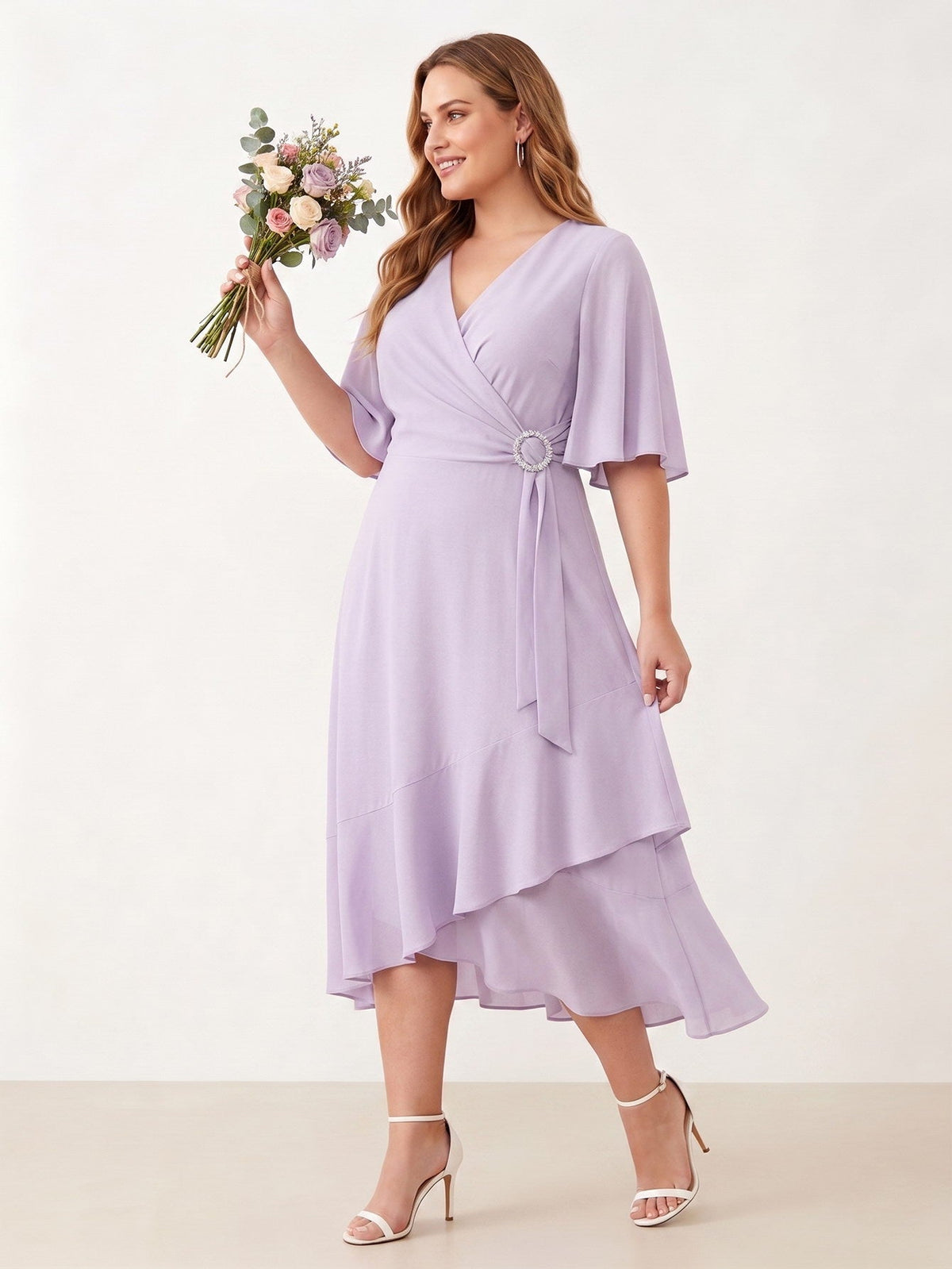 Larui Plus Size Women‘s Chiffon Dress