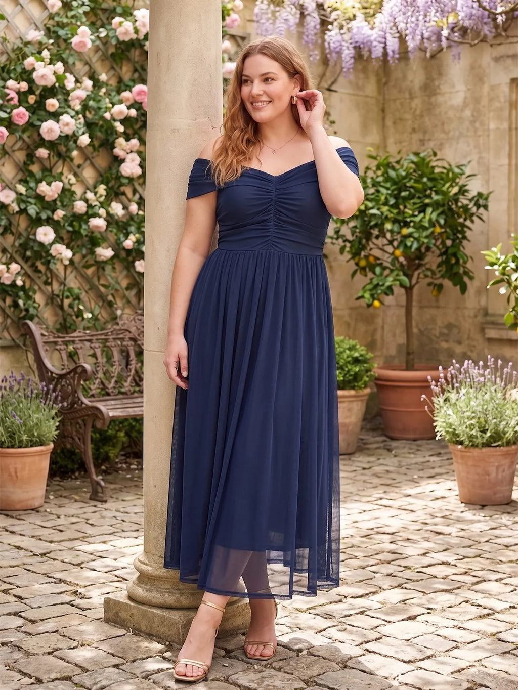 Larui Plus Size Off Shoulder A-Line Dress