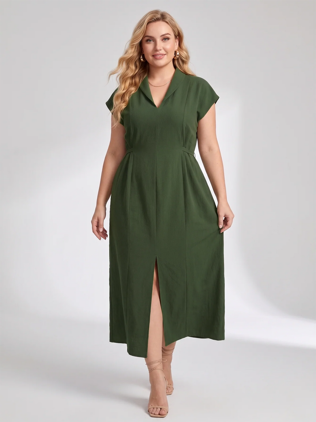 Larui Plus Size Women's Elegant Linen Dress For Commuting