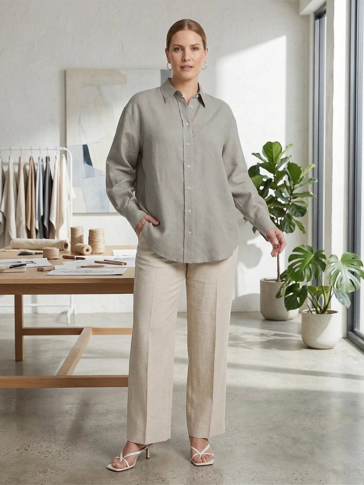 Larui Plus Size Women’s Linen Shirt