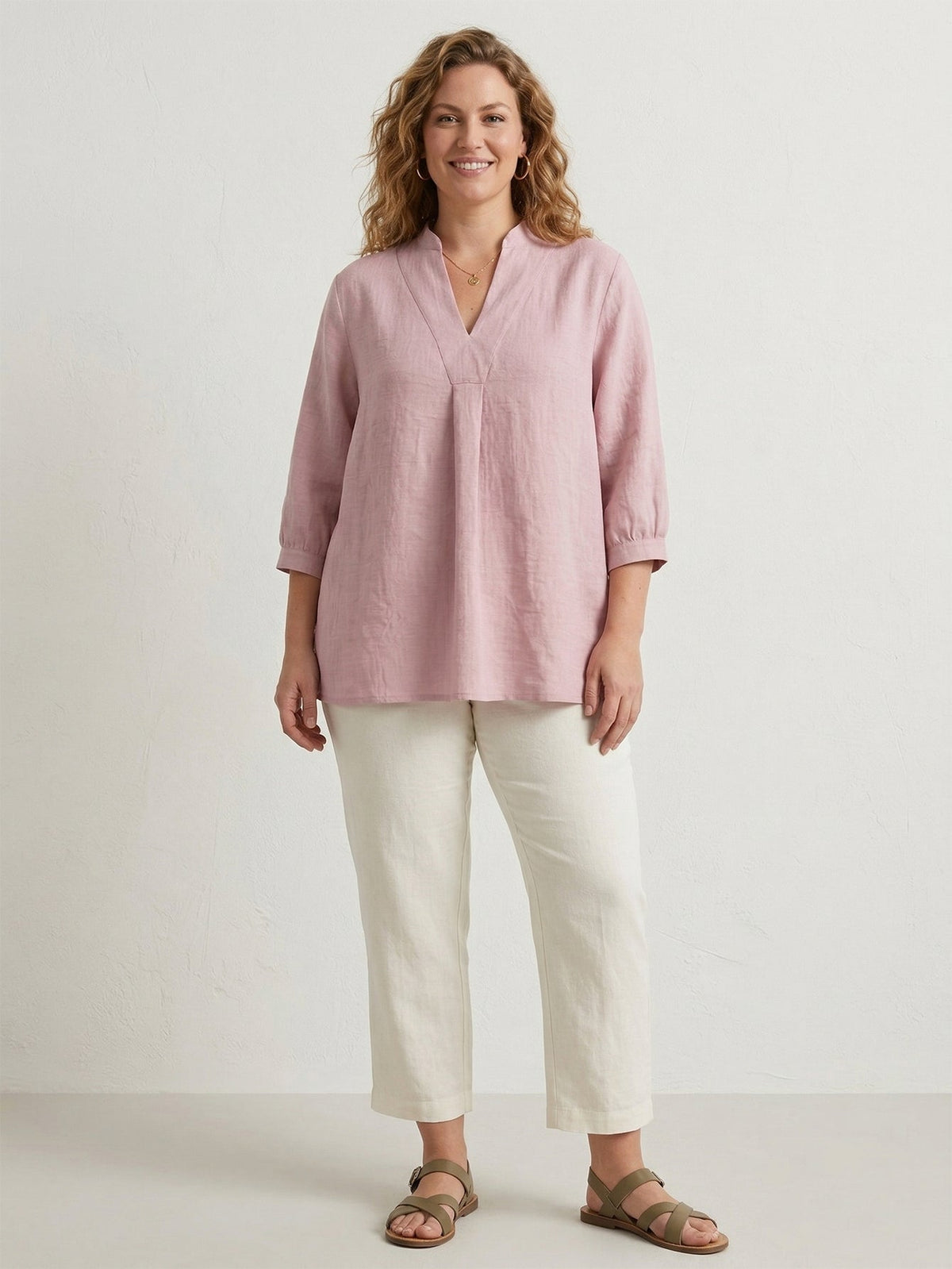Larui Plus Size Women's Linen Shirt