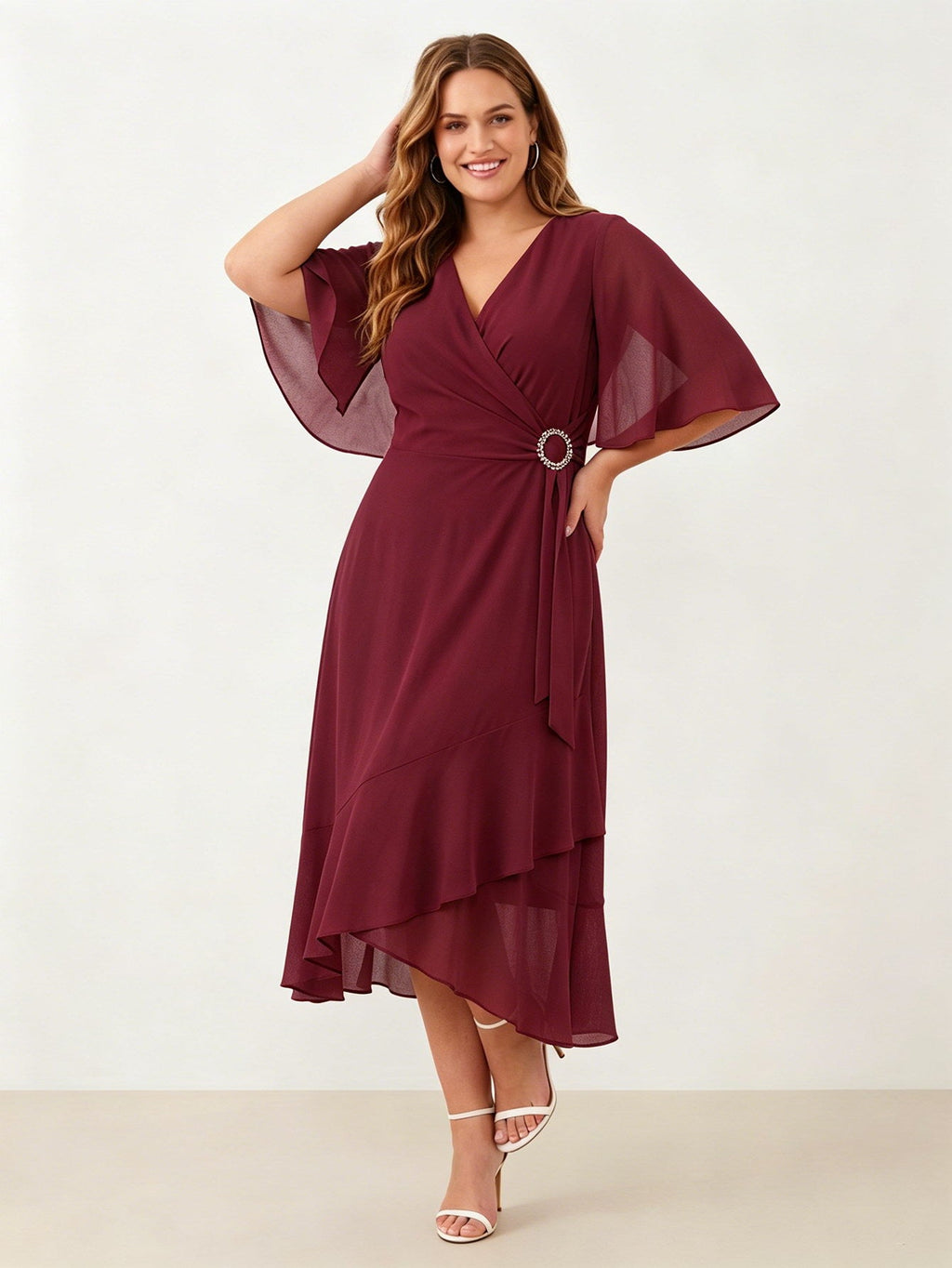 Larui Plus Size Women‘s Chiffon Dress
