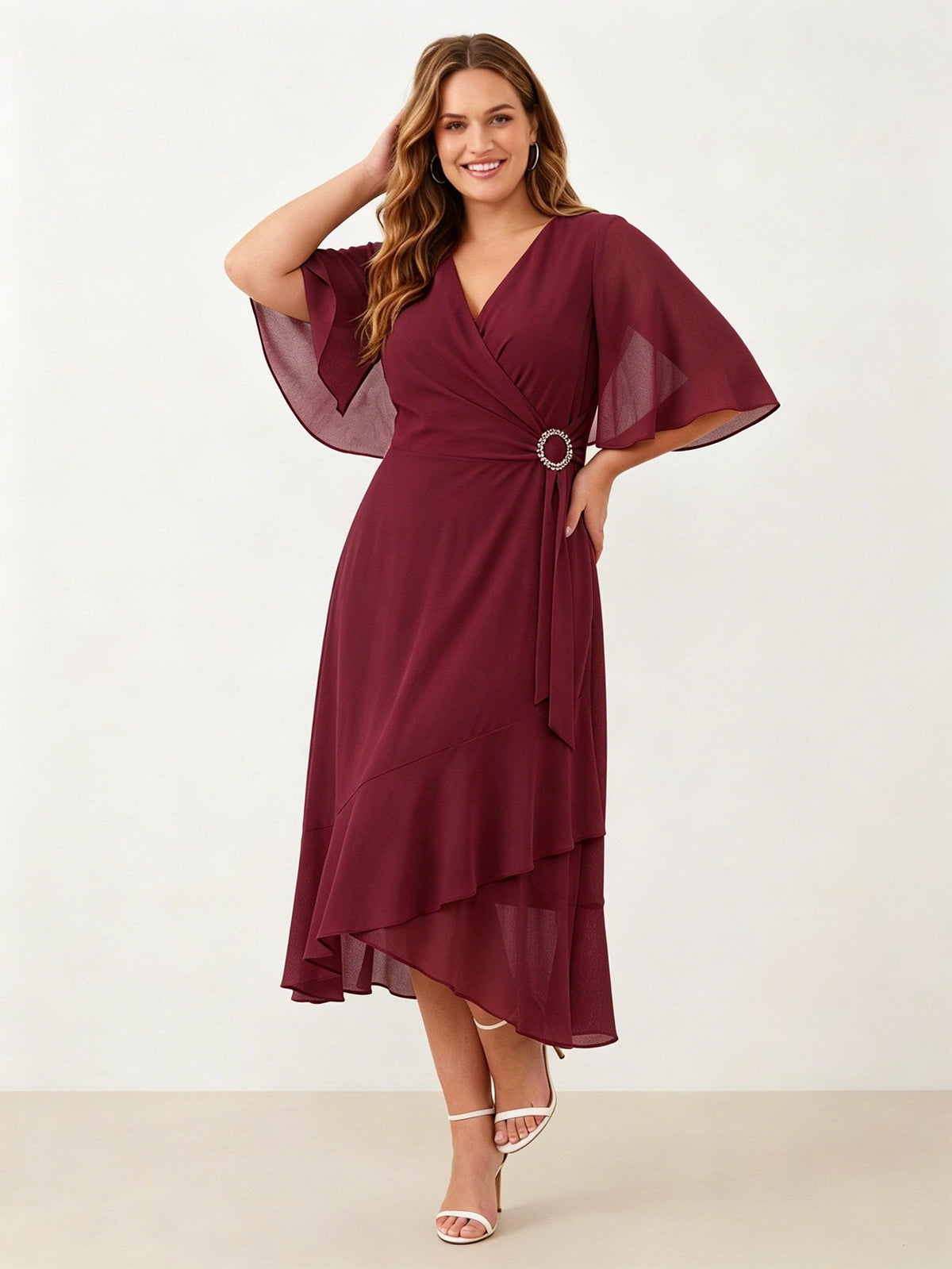 Larui Plus Size Women‘s Chiffon Dress
